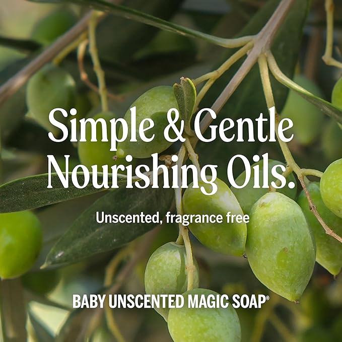 Dr. Bronner's Pure-Castile Magic Liquid Soap - Made with Regenerative Organic Certified Oils - 18-in-1 Uses for Face, Body, Hand Gentle on Baby & Sensitive Skin Body Wash Unscented,32oz