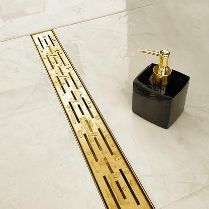 Neodrain 36-in Brushed Brass Rectangular Linear Shower Drain with Brick Pattern Grate, 304 Stainless Steel Bathroom Floor Drain, Gold Linear Drain with Hair Strainer,CUPC Certified