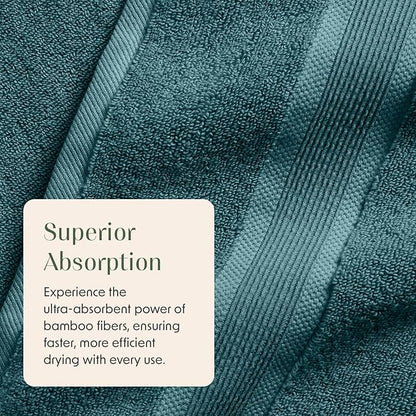 Springtree Home Luxury Viscose from Bamboo Bath Towel Set 6 Piece Set | 35% Viscose from Bamboo - 65% Cotton | Absorbent Quick-Dry Towels for Bathroom | Oeko-TEX Standard 100 Cotton | Deep Teal