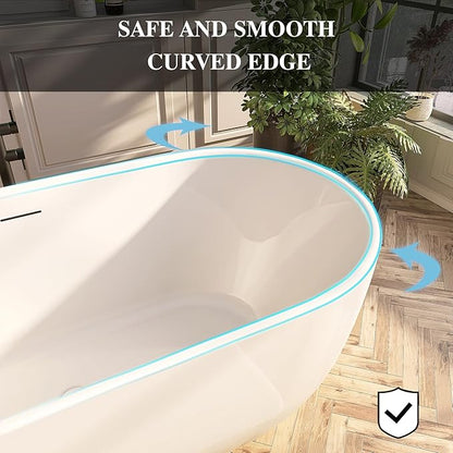 67" Acrylic Freestanding Bathtub, Contemporary Freestanding Tub with Overflow and Drain, cUPC Certified, Gloss White