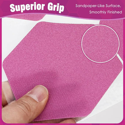 S&X 24 Pcs Non Slip Bathtub Stickers (Large 4.7" Hexagon), Oversized Anti Slip Shower Treads with Scraper, High Traction Grit Safety Bath Decals for Tub Floor, Stairs - Waterproof & Durable(Purple)