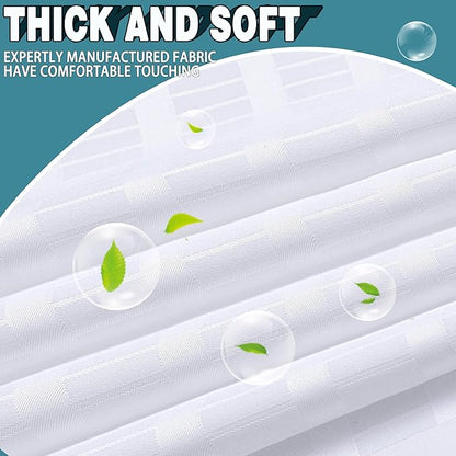 Conbo Mio Stall No Hook Shower Curtain with Snap in Liner Set, Hotel Luxury White Shower Curtains for Bathroom with See Through Top Window, Waterproof, Washable 54W x 74H