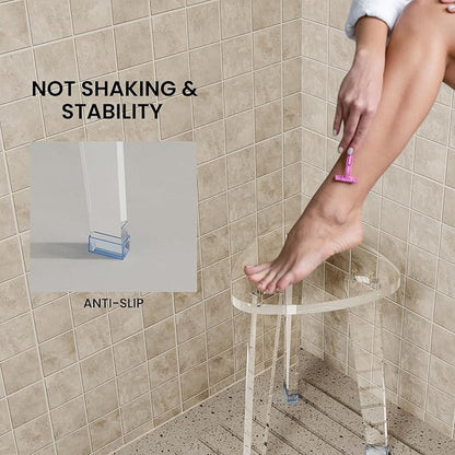 Acrylic Corner Shower Stool for Shaving Legs 11.65" D X 11.94" W X 16.34" H, Heavy Duty Shower Foot Rest, for Inside Shower, Waterproof Non-Slip