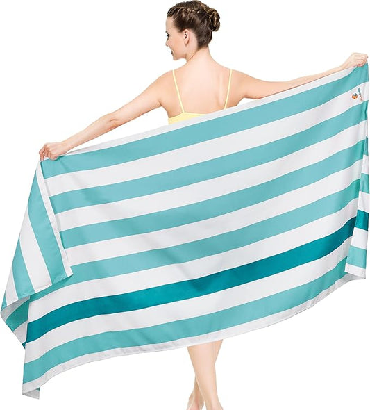 SUN CUBE Microfiber Beach Towel, Quick Dry Sand Free Beach Towel, Lightweight, Compact for Travel Swim Sports Camping, Packable Sand Resistant Towel Adult - Light Blue 78x35 Inches