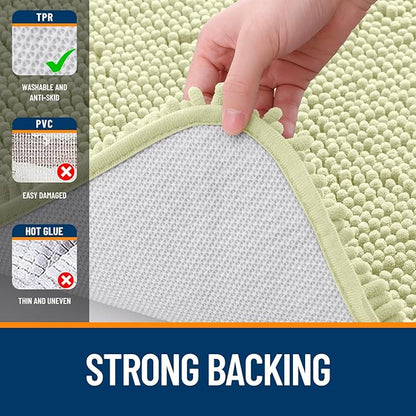 OLANLY Bathroom Rugs 36x24, Extra Soft Absorbent Chenille Bath Rugs, Rubber Backing Quick Dry, Machine Washable Bath Mats for Bathroom Floor, Tub and Shower, Home Decor Accessories, Vanilla