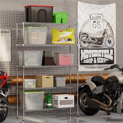 14" Deep x 48" Wide x 74" Height Wire Shelving Kit | 5-Tier | NSF Commercial Storage Rack Unit