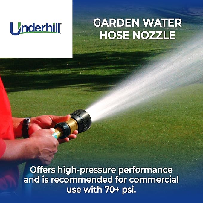 Underhill Magnum UltraMAX Premium PRO Series-TurboShift 1 Inch Garden Water Hose Nozzle, Sprayer, Jet, Metal and Rubber, Adjustable, NG650-DFH-10