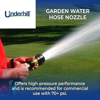 Underhill Magnum UltraMAX Premium PRO Series-TurboShift 1 Inch Garden Water Hose Nozzle, Sprayer, Jet, Metal and Rubber, Adjustable, NG650-DFH-10
