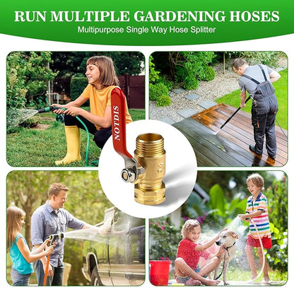 Brass Garden Hose Shut Off Valve with Full-Flow Design - Heavy Duty 3/4" GHT Connector, 304 Stainless Steel Handle - 2 Pack (Corrosion-Resistant)