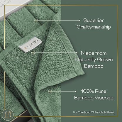 Sage Green Washcloths Set of 6 Soft Facial Cloths 10” x 10” 100% Viscose Derived from Bamboo Spa-Like Feel Silky Face Cloth for Skin Cleansing
