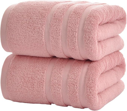 Cotton Bath Towel – Large 30x60 Inches, Soft, Thick & Absorbent Towel for Bathroom, Spa, or Home Use (Pink, 2 Pack – 30"x60")