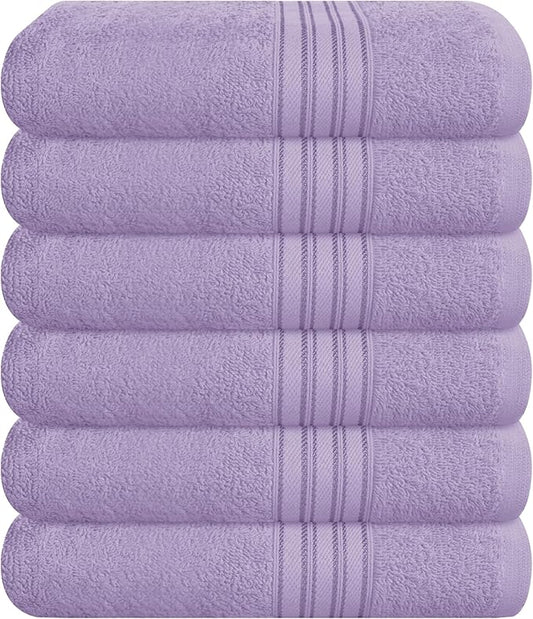 BOUTIQUO Ultra Soft Cotton 6 -Piece Hand Towel Set 16x24 Inch, Ideal for use in Bathroom, Kitchen, Gym, Spa & General Cleaning, Compact & Lightweight Multi Purpose Hand Towels - Purple