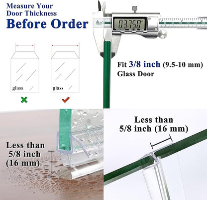 Frameless Shower Door Seal Set, 4 Pack x 39" HDM Glass Shower Door Bottom Seal Side Seal Strip Door Sweep for 3/8" Glass, Ultra-Clear Polycarbonate, Stop Shower Leaks Create A Water Barrier