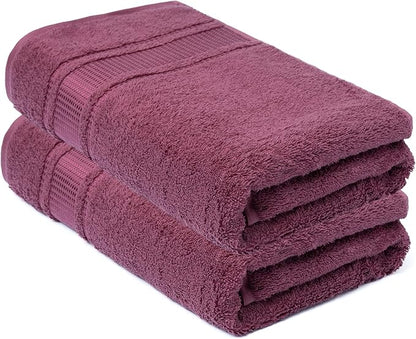 Melissa Linen Hand Towels, Set of 2, 100% Turkish Cotton Face Hand Towels for Bathroom, 20 in x 35 in, Absorbent, Quick Dry, Spa and Hotel Quality Bathroom Towels, Dark Reddish Purple
