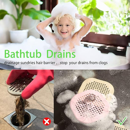 2 Pack Drain Hair Catcher Silicone Drain Cover Hair Stopper with Suction Cup for Shower Kitchen Bathroom Light Purple