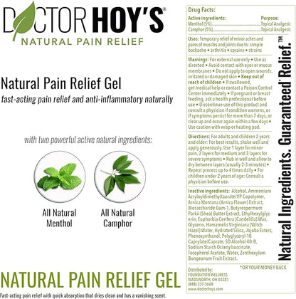 DOCTOR HOY'S Natural Pain Relief Gel, Water Based with Arnica, Anti-Inflammatory, Clean, Safe and Effective Natural Pain Relief, 3 oz. Roll-On, 3pk