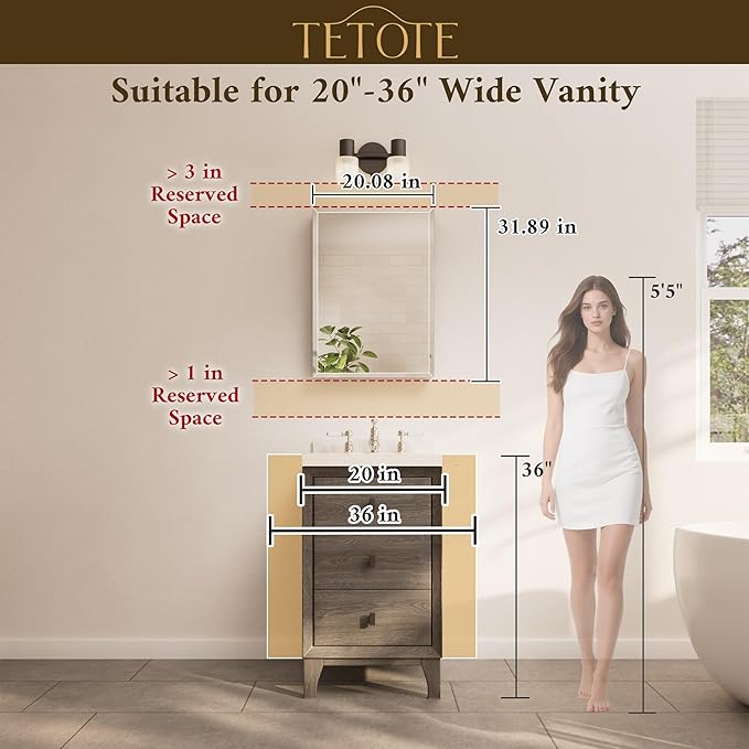 TETOTE 20 x 32 Medicine Cabinet Mirror with Tempered Beveled Mirror Silver Medicine Cabinet Aluminum Cabinet DTC Hinges, Stepless Adjustable Shelves, Recessed/Surface-Mounted