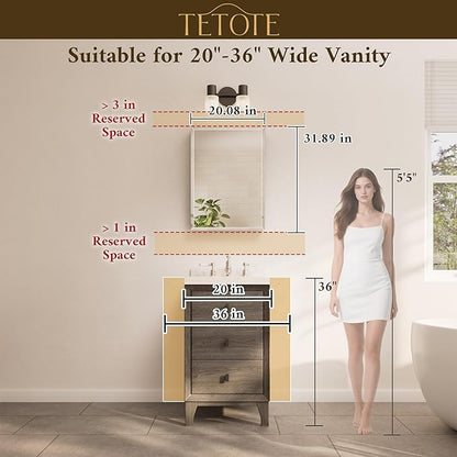 TETOTE 20 x 32 Mirrored Medicine Cabinets for Bathroom with Tempered Beveled Mirror Black Medicine Cabinet Aluminum Cabinet DTC Hinges, Stepless Adjustable Shelves, Recessed/Surface-Mounted