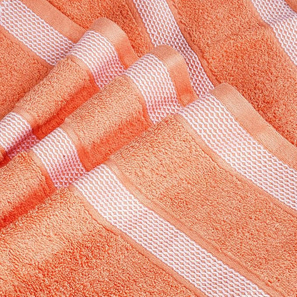 CASA COPENHAGEN Solitaire 6 Pieces Towel Set- Malibu Peach, 600 GSM 2 Bath Towel 2 Hand Towel 2 Washcloth, Designed in Denmark Made of Soft Egyptian Cotton for Bathroom, Kitchen & Shower