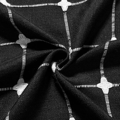 MitoVilla Black Boho Shower Curtains for Modern Farmhouse Bathroom Decor, Vintage Country Thick Polyester Linen Fabric Shower Curtain, Rustic Tassel Cloth Shower Curtain, 72 x 72