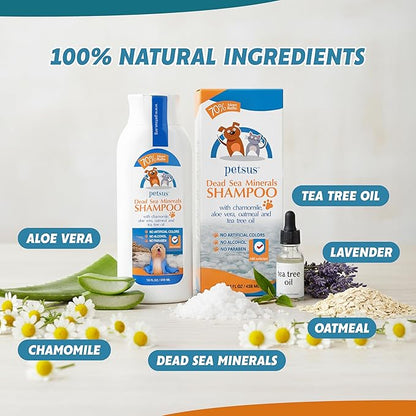 Oatmeal Dog & Cat Shampoo and Conditioner – Hypoallergenic Wash for Sensitive & Itchy Skin – Natural Detangler and Deshedding Formula with Aloe Vera & Tea Tree Oil – 15 fl oz