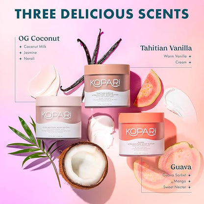 Kopari Ultra Restore Body Butter, Whipped Lightweight Formula, Hyaluronic Acid & Mango Butter, Deep Long-Lasting Moisture, Tahitian Vanilla 7.7 oz