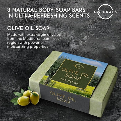 O Naturals Bar Soap for Men - 3-Pcs Mens Soap Bar - Natural Soap - Mens Bar Soap - Body Soap Bars - Men Soap - Natural Soap for Men - Organic Men's Soap Bars - Exfoliating Soap Bar - Citrus,Olive&Mint