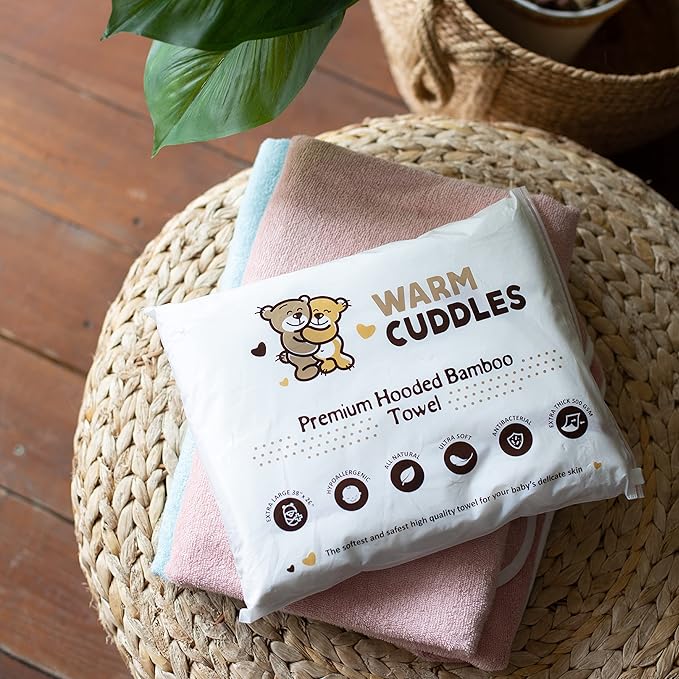 Premium Baby Bath Towel - Rayon Made from Bamboo Hooded Baby Towels - Newborn Baby Towel with Hood - Large Hooded Towel for Newborn Infant Boy Girl (Pink)