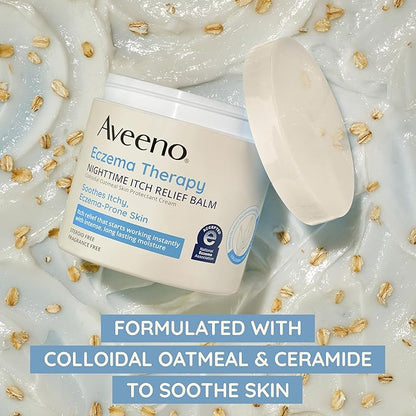 Aveeno Eczema Therapy Itch Relief Balm with Colloidal Oatmeal & Ceramide for Dry Itchy Skin, Non-Greasy, Steroid-, Fragrance- & Paraben-Free Moisturizing Skin Protectant Cream, 11 oz
