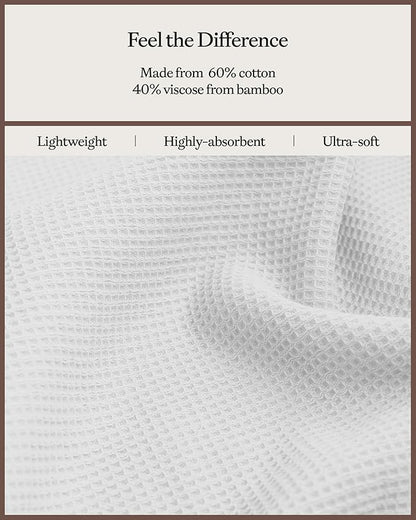 Cozy Earth Waffle Hand Towels - 60% Cotton 40% Viscose from Bamboo Hand Towels 20 x 30 Inches - Soft & Absorbent Terry, Reversible Mini Textured Waffle & Weave Pattern - 2 Pack