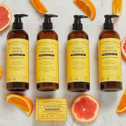 Pharmacopia Citrus Body Wash - Natural Shower Gel, Moisturizing and Nourishing Body Cleanser - Infused with Organic Aloe Vera, Coconut Oil, and Green Tea Extract - Vegan and Cruelty-Free, 16 oz