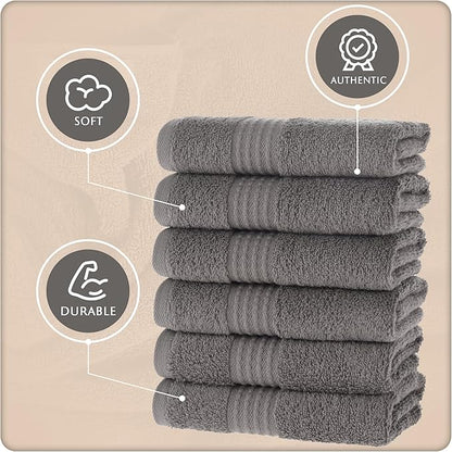 MAURA Basics Turkish Cotton Washcloth Towel Set High Performance Bathroom Essentials with Hanging Loops, Standard Size 13”x13”, Ideal for Daily Comfort, Space Gray