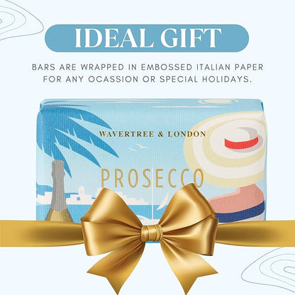 Wavertree & London Prosecco Scented Natural Soap (2 Bars), 7oz Moisturizing French Triple Milled Soap Bars enriched with shea butter - Pure Plant Based Bath & Body Bars for All Skin Types
