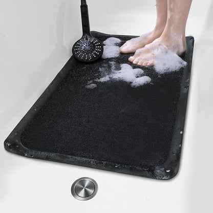 Mecko Non Slip Shower Mats,17x30 Inch,Anti-Slip Bathtub Mats with Suction Cups for Bathroom, Foot Scrubber Loofah Bath Mats for Shower, Quick Drying Shower Stall Mats for Wet Areas (Black)