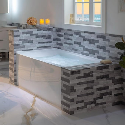 WOODBRIDGE 60" Acrylic Rectangular Alcove Soaking Bathtub in White with Right Drain, Oil Rubbed Bronze pop-UP Drain Included BA6030R