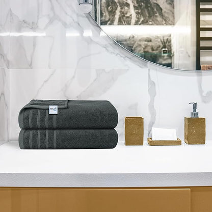 Avalon Towels Bath Towels Set of 4, Size 30 x 60 Inches, Highly Soft and Absorbent, Quick Drying, Lightweight, Perfect for Daily Use (Dark Grey)
