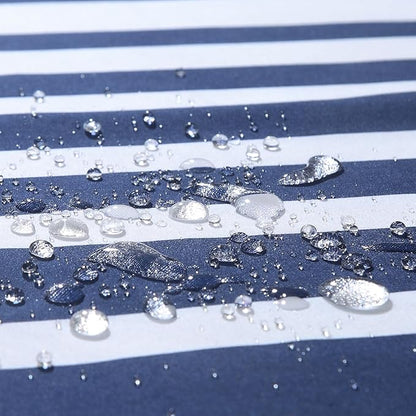 Blue Shower Curtain, Modern Navy Blue and White Stripe Waterproof Polyester Shower Curtains for Bathroom, 72x72 Inches