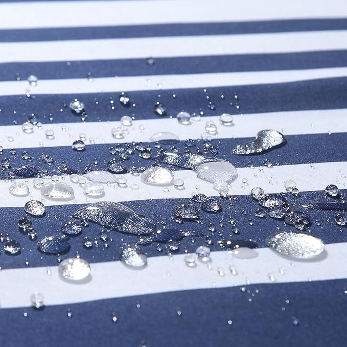 90 Inch Blue Shower Curtain, Extra Long Modern Navy Blue and White Stripe Waterproof Polyester Shower Curtains for Bathroom, 72x90 Inches