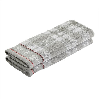 SKL Home Winter/Christmas Whistler Plaid Hand Towel 2pc Set for Bath/Kitchen/Bar & Gift, Gray