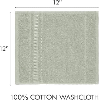 Melissa Linen, 4-Piece Bath Wash Cloths Set, 100% Turkish Cotton, Face & Hand Towels for Bathroom, Absorbent, Quick Dry and Soft Wash Rags for Kitchen (Mint Green Washcloths)