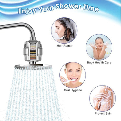 6 Pack 20 Stage Shower Filter Replacement Cartridge, Shower Head Filter Refill for Hard Water to Remove Chlorine Fluoride Heavy Metal, High Output Bath Cartridges for Skin Hair Healthy