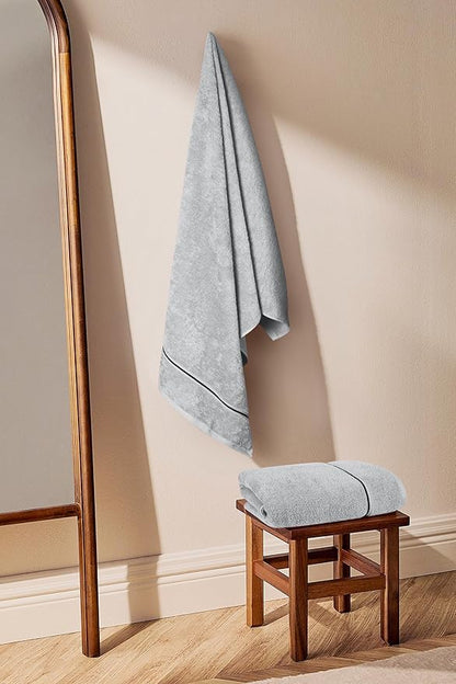 MyOwn Cotton 2 Pack Oversized Bath Towel Set 28x55 inches, Large Bath Towels, Ultra Absorbant Compact Quickdry & Lightweight Towel, Ideal for Gym Travel Camp Pool - Light Grey