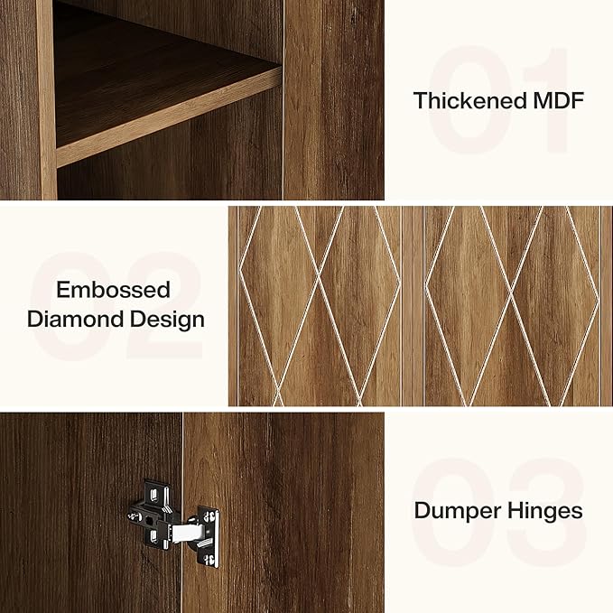 Tribesigns 75" Tall Narrow Storage Cabinet Set of 2, Modern Farmhouse Pantry Cabinet with Doors and 6 Shelves, Skinny Freestanding Utility Cabinet for Kitchen, Bathroom, Laudry, Living Room, Brown