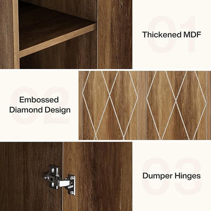 Tribesigns 75" Tall Narrow Storage Cabinet Set of 2, Modern Farmhouse Pantry Cabinet with Doors and 6 Shelves, Skinny Freestanding Utility Cabinet for Kitchen, Bathroom, Laudry, Living Room, Brown