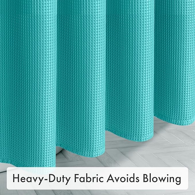 AmazerBath Teal Shower Curtain Waffle Textured, Turquoise Shower Curtains for Bathroom, Thick Fabric Heavy Duty 240GSM, Hotel Quality Bathroom Shower Curtains, Premium Polyester, 72 x 72 Inches