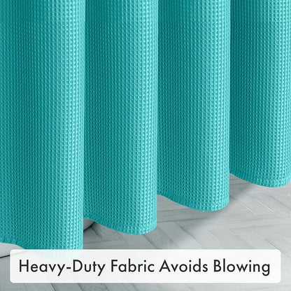 AmazerBath Teal Shower Curtain Waffle Textured, Turquoise Shower Curtains for Bathroom, Thick Fabric Heavy Duty 240GSM, Hotel Quality Bathroom Shower Curtains, Premium Polyester, 72 x 72 Inches