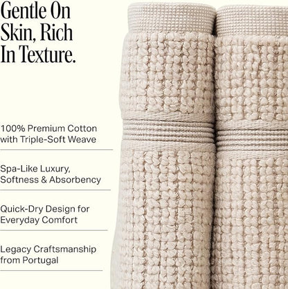 Preston Lane Douro Washcloth Set – 2 Pack Luxury Cotton Towels, Ultra Soft & Absorbent, Quick-Dry Spa-Quality Bathroom Towels, Made in Portugal, Clay