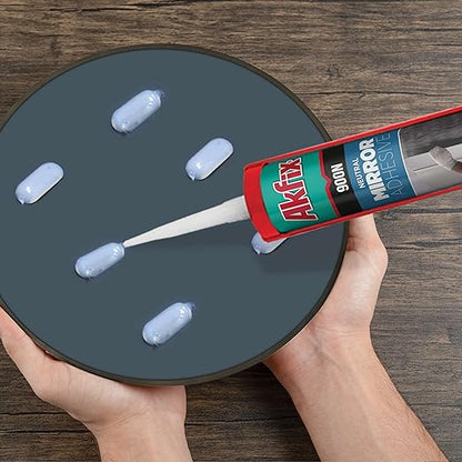 Akfix 900N Clear 100% Silicone Adhesive for Mirror (12x10.5 fl.oz.) - Solvent-Free Mirror Adhesive, Low Odor, Non-Corrosive, Durable, Fast Curing, Paintable, Flexible Silicone Caulk | Clear, 12 Pack