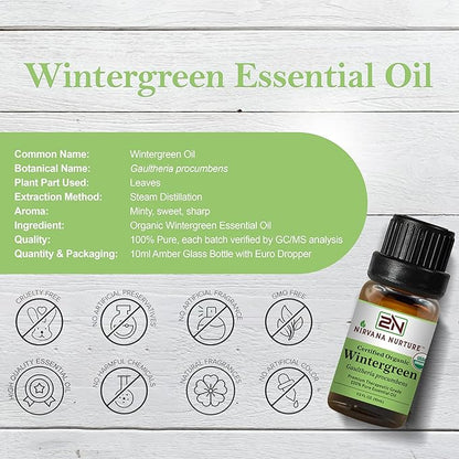 Wintergreen Essential Oil USDA Certified Organic, 100% Pure Natural Premium Grade, Undiluted