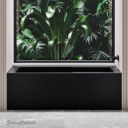 Voltaire 54 in. x 30 in. Acrylic Matte Black, Alcove, Integral, Right-Hand Drain, Apron Bathtub
